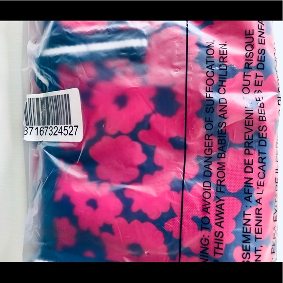NWT 2 Estee Lauder floral hot pink and navy lined Ex lg washable totes - Picture 4 of 16